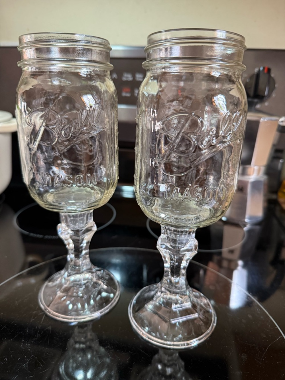 Ball Mason Glass Goblets - Set of 2 Clear Mason Jar Wine Glasses